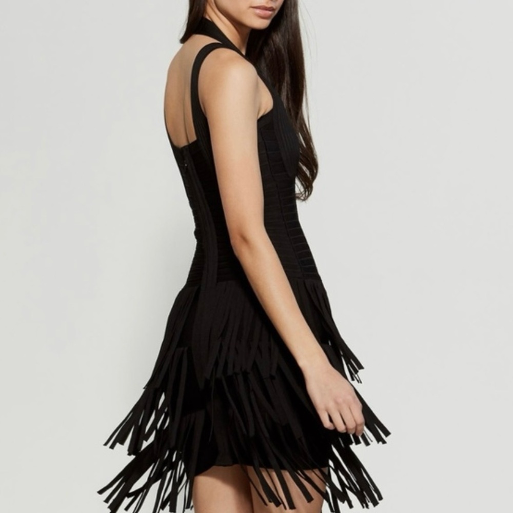 Gracia Fringe trimmed bandage little black dress, new with tags.